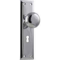 Tradco Richmond Door Knob on Long Backplate Lock Chrome Plated 0882