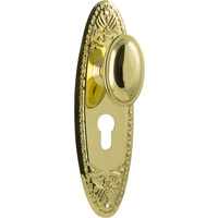 Tradco Fitzroy Door Knob on Backplate Euro Polished Brass 0986E