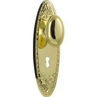 Tradco Fitzroy Door Knob on Backplate Lock Polished Brass 0987