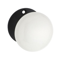 Tradco Mortice Knob White Porcelain Matt Black Zinc 55mm 1000