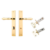 Iver Sarlat Door Lever on Rectangular Backplate Privacy Kit with Turn Polished Brass 10200KPRIV60