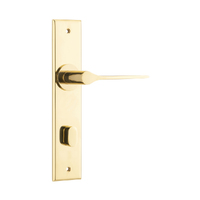 Iver Como Door Lever Handle on Chamfered Backplate Privacy Polished Brass 10258P85