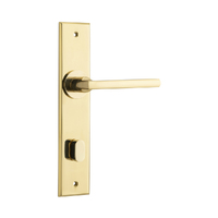 Iver Baltimore Door Lever Handle on Chamfered Backplate Privacy Polished Brass 10282P85