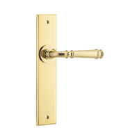 Iver Verona Door Lever Handle on Chamfered Backplate Passage Polished Brass 10286