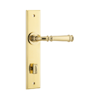 Iver Verona Door Lever Handle on Chamfered Backplate Privacy Polished Brass 10286P85