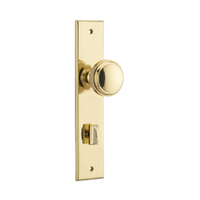 Iver Paddington Door Knob on Chamfered Backplate Privacy Polished Brass 10321P85