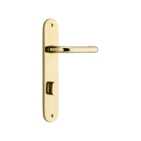 Iver Oslo Lever Handle on Oval Backplate Privacy 85mm Polished Brass 10346P85