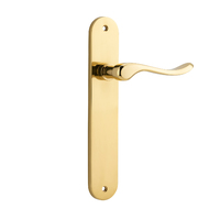 Iver Stirling Door Lever Handle on Oval Backplate Passage Polished Brass 10424