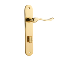 Iver Stirling Lever Handle on Oval Backplate Privacy Polished Brass 10424P85