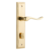 Iver Stirling Lever Handle on Stepped Backplate Privacy Polished Brass 10426P85