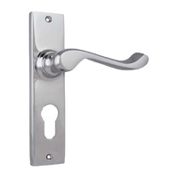 Tradco Fremantle Lever Handle on Rectangular Backplate Euro Chrome Plated 1045E