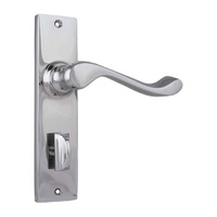 Tradco Fremantle Lever Handle on Rectangular Backplate Privacy Chrome 1045P