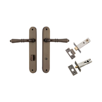 Iver Sarlat Door Lever on Oval Backplate Privacy Kit with Turn Signature Brass 10724KPRIV60