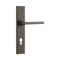 Iver Baltimore Door Lever Handle on Chamfered Backplate Euro Signature Brass 10782E85