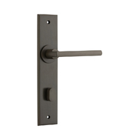 Iver Baltimore Door Lever Handle on Chamfered Backplate Privacy Signature Brass 10782P85