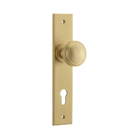 Iver Paddington Door Knob on Chamfered Backplate Euro Brushed Brass 10831E85