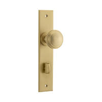 Iver Paddington Door Knob on Chamfered Backplate Privacy Brushed Brass 10831P85