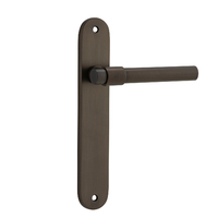 Iver Helsinki Door Lever Handle on Oval Backplate Passage Signature Brass 10900