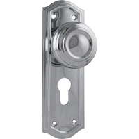 Tradco Kensington Door Knob on Backplate Euro Chrome Plated 1092E