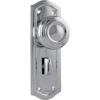 Tradco Kensington Door Knob on Backplate Privacy Chrome Plated 1092P