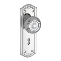 Tradco Kensington Door Knob on Backplate Lock Chrome Plated 1093