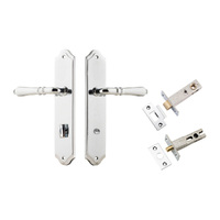 Restocking Soon: ETA Early November - Iver Sarlat Door Lever on Shouldered Backplate Privacy Kit with Turn Polished Chrome 11712KPRIV60