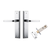 Restocking Soon: ETA Early October - Iver Annecy Door Lever on Stepped Backplate Passage Kit Polished Chrome 11744KPASS60