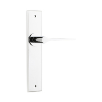 Iver Como Door Lever Handle on Chamfered Backplate Passage Polished Chrome 11758