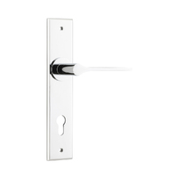 Iver Como Door Lever Handle on Chamfered Backplate Euro Polished Chrome 11758E85