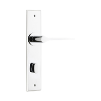 Iver Como Door Lever Handle on Chamfered Backplate Privacy Polished Chrome 11758P85