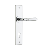 Iver Sarlat Door Lever Handle on Chamfered Backplate Euro Polished Chrome 11780E85