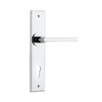 Iver Baltimore Door Lever Handle on Chamfered Backplate Euro Polished Chrome 11782E85