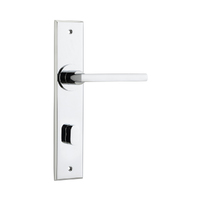 Iver Baltimore Door Lever Handle on Chamfered Backplate Privacy Polished Chrome 11782P85