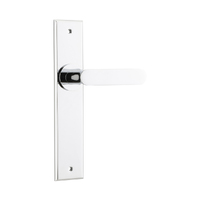 Iver Bronte Door Lever Handle on Chamfered Backplate Passage Polished Chrome 11784