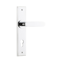 Iver Bronte Door Lever Handle on Chamfered Backplate Euro Polished Chrome 11784E85