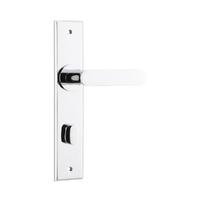 Iver Bronte Door Lever Handle on Chamfered Backplate Privacy Polished Chrome 11784P85