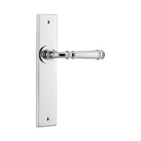 Iver Verona Door Lever Handle on Chamfered Backplate Passage Polished Chrome 11786