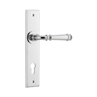 Iver Verona Door Lever Handle on Chamfered Backplate Euro Polished Chrome 11786E85