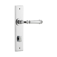 Iver Verona Door Lever Handle on Chamfered Backplate Privacy Polished Chrome 11786P85