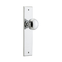 Iver Paddington Door Knob on Chamfered Backplate Passage Polished Chrome 11831