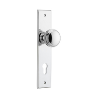 Iver Paddington Door Knob on Chamfered Backplate Euro Polished Chrome 11831E85