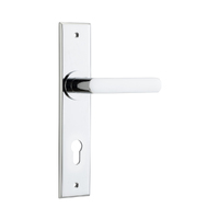 Iver Osaka Door Lever Handle on Chamfered Backplate Euro Polished Chrome 11868E85