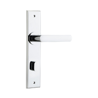 Iver Osaka Door Lever Handle on Chamfered Backplate Privacy Polished Chrome 11868P85