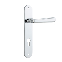 Iver Copenhagen Lever Handle on Oval Backplate Euro Polished Chrome 11876E85