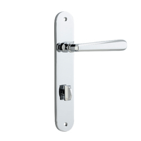 Iver Copenhagen Lever Handle on Oval Backplate Privacy Polished Chrome 11876P85