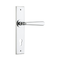 Iver Copenhagen Door Lever Handle on Chamfered Backplate Euro Polished Chrome 11880E85