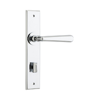 Iver Copenhagen Door Lever Handle on Chamfered Backplate Privacy Polished Chrome 11880P85