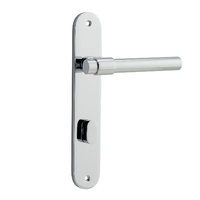 Iver Helsinki Lever Handle on Oval Backplate Privacy Polished Chrome 11900P85