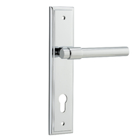 Iver Helsinki Lever Handle on Stepped Backplate Euro Polished Chrome 11902E85