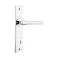 Iver Helsinki Door Lever Handle on Chamfered Backplate Euro Polished Chrome 11904E85